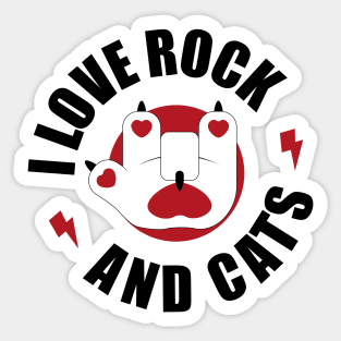 I love Rock and Roll  and Cat White Font Sticker